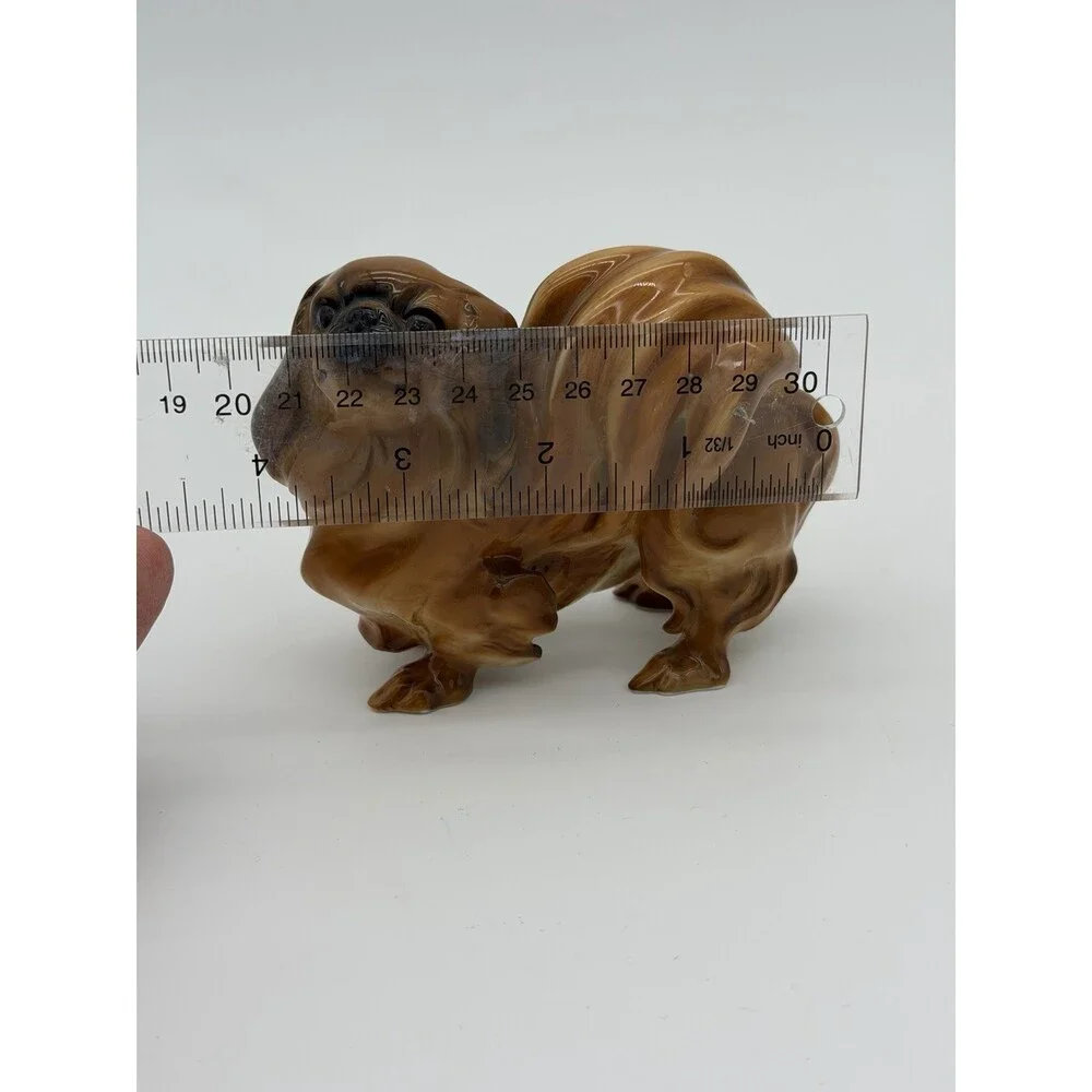 Hutschenreuther Porcelain Germany pekinese Dog Glossy Painted Figurine Brown